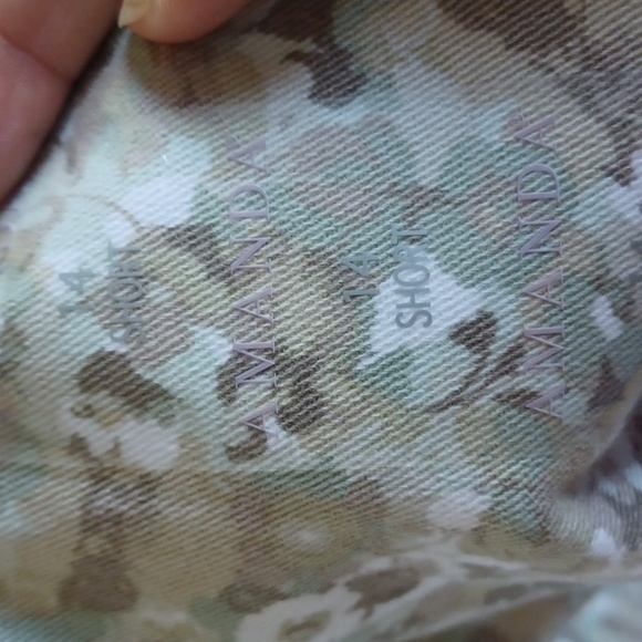 Gloria Vanderbilt Cream Green Brown Floral Amanda Vintage Jeans Size 14 short - Picture 7 of 7